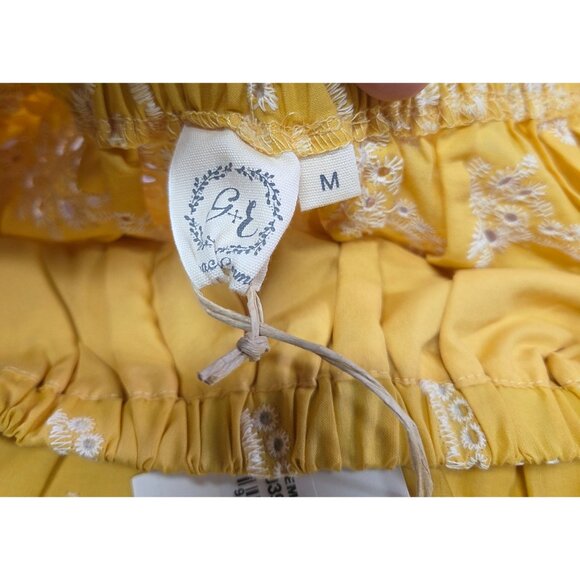 Grace & Emma Top Embroidered Off-Shoulder Puff Sleeves Tie Womens Size M New Tag - Picture 8 of 12